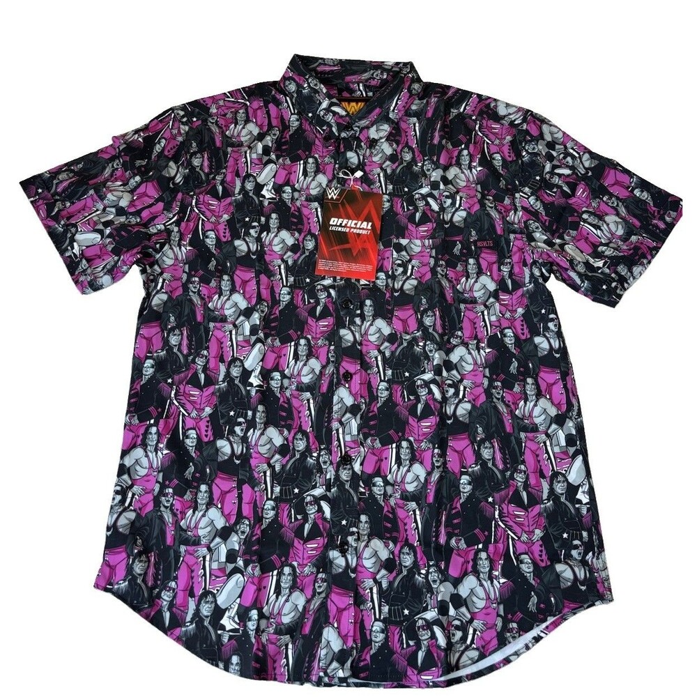 NWT RSVLTS X WWE Bret Hart All Hart KUNUFLEX Button Down Shirt Size M WWF